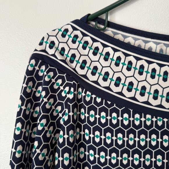 Max Studio Womens Geometric Patterned Top Navy & White size small - Picture 2 of 8